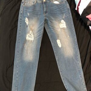 SHEIN Men's Relaxed Distressed Blue Jeans